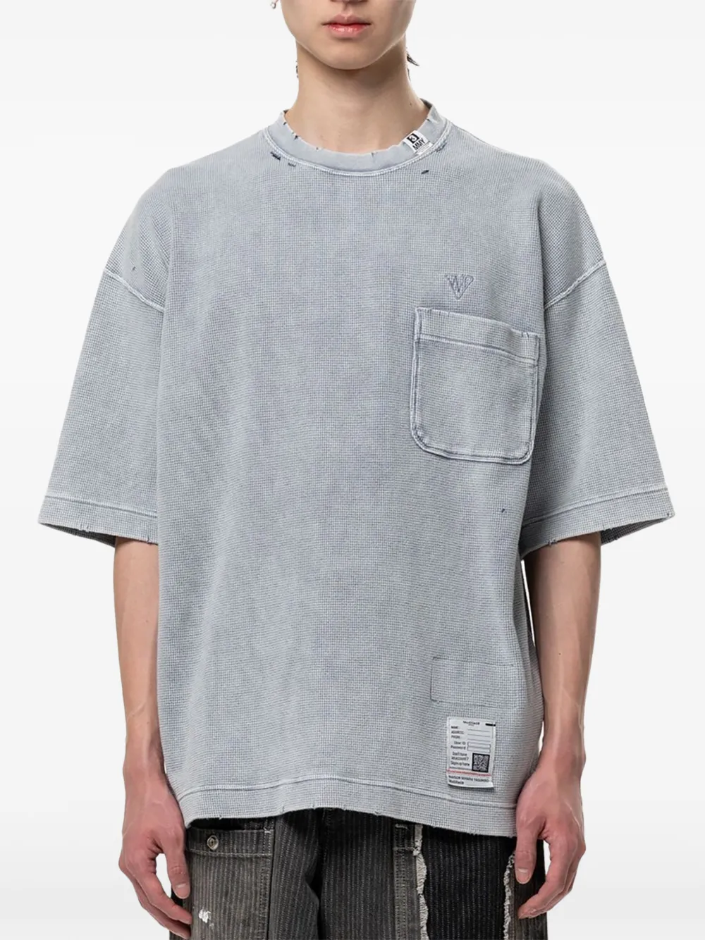 Maison MIHARA YASUHIRO Wafelgebreid T-shirt met borstzak Grijs