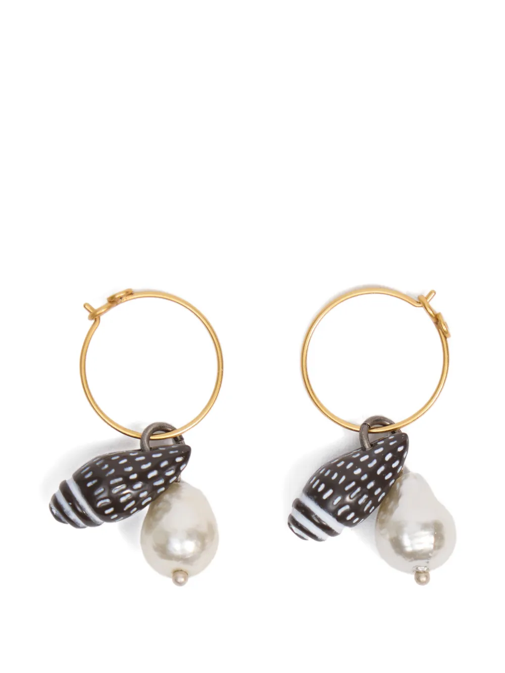 BIMBA Y LOLA Orecchini a cerchio con conchiglie e perle - Oro