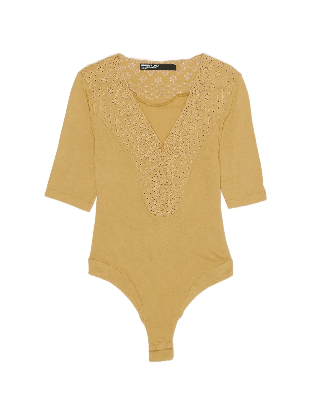 Bimba y Lola broderie-anglaise short-sleeve bodysuit - Giallo