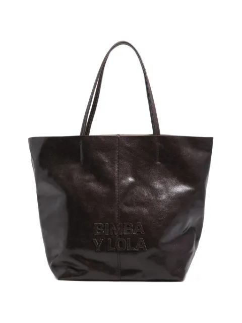 BIMBA Y LOLA large dark chocolate leather shopper bag