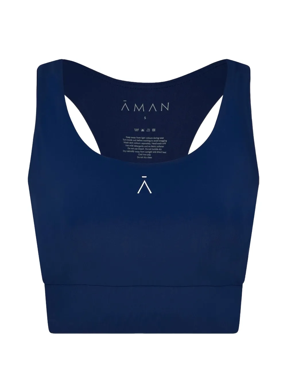 AMAN logo-print racerback performance crop top - Blau