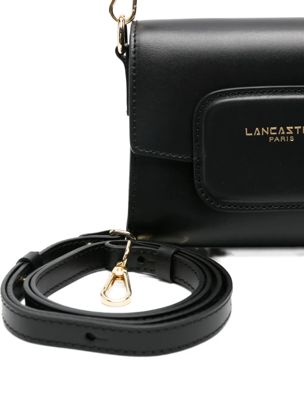 Lancaster logoprinten mini-shopper met omslag Zwart