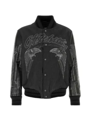 Off-White zip-up Faded Bomber Jacket | Black | FARFETCH