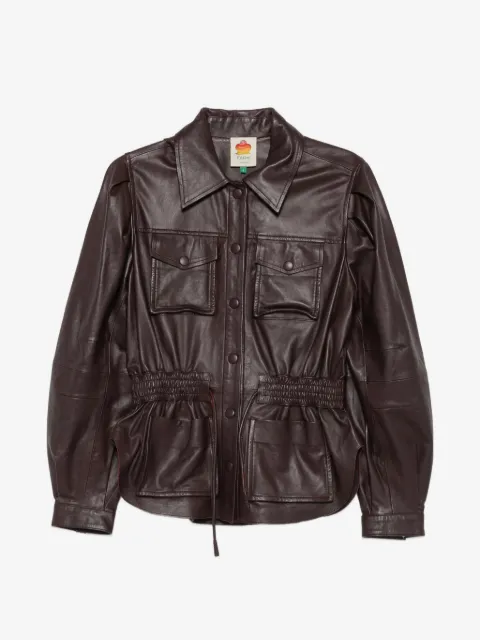 FARM Rio drawstring-waist leather jacket