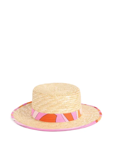PUCCI Junior straw hat with printed ribbon