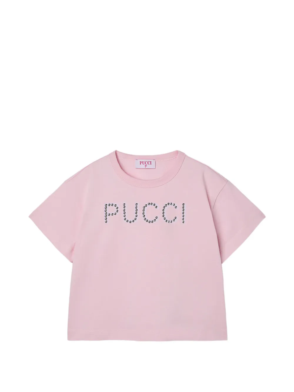 PUCCI Junior T-shirt with decorated logo - Rosa