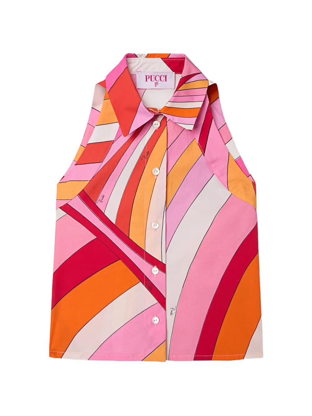 PUCCI Junior Iride-print sleeveless shirt - Rosa