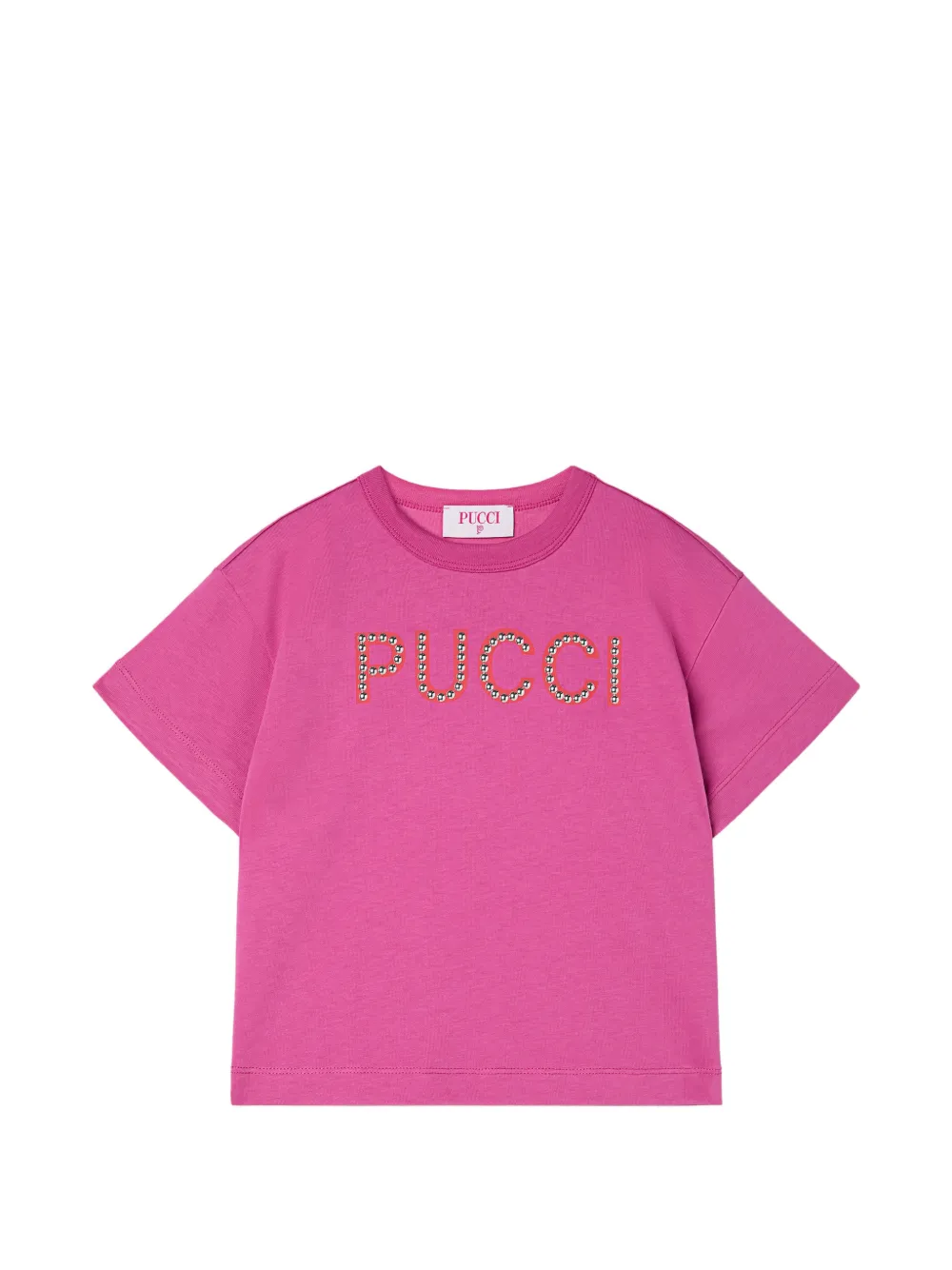 PUCCI Junior T-shirt with decorated logo - Rosa