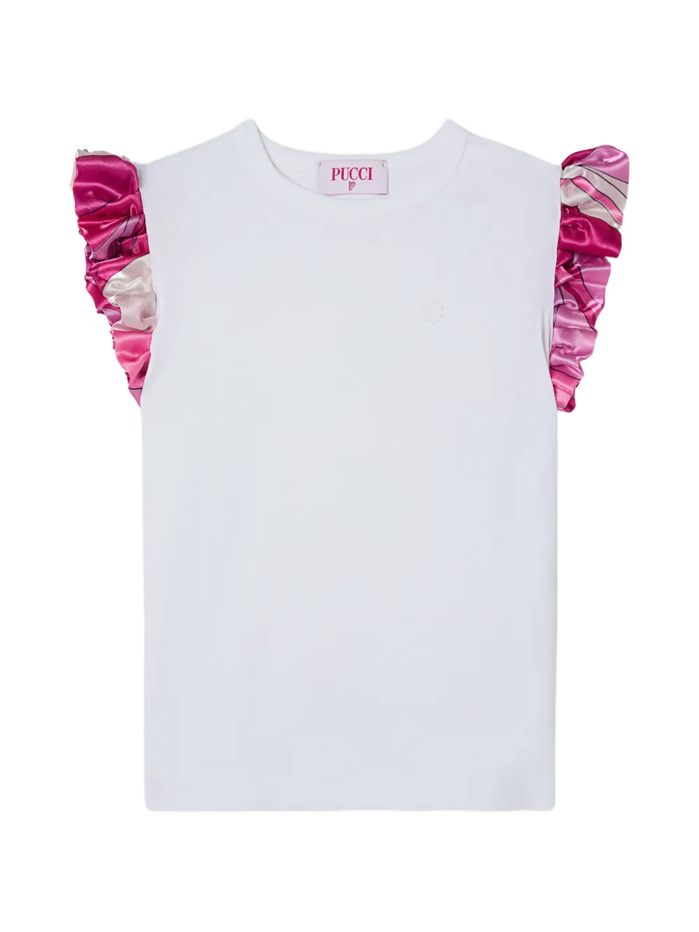 PUCCI Junior T-shirt with satin sleeves - Bianco
