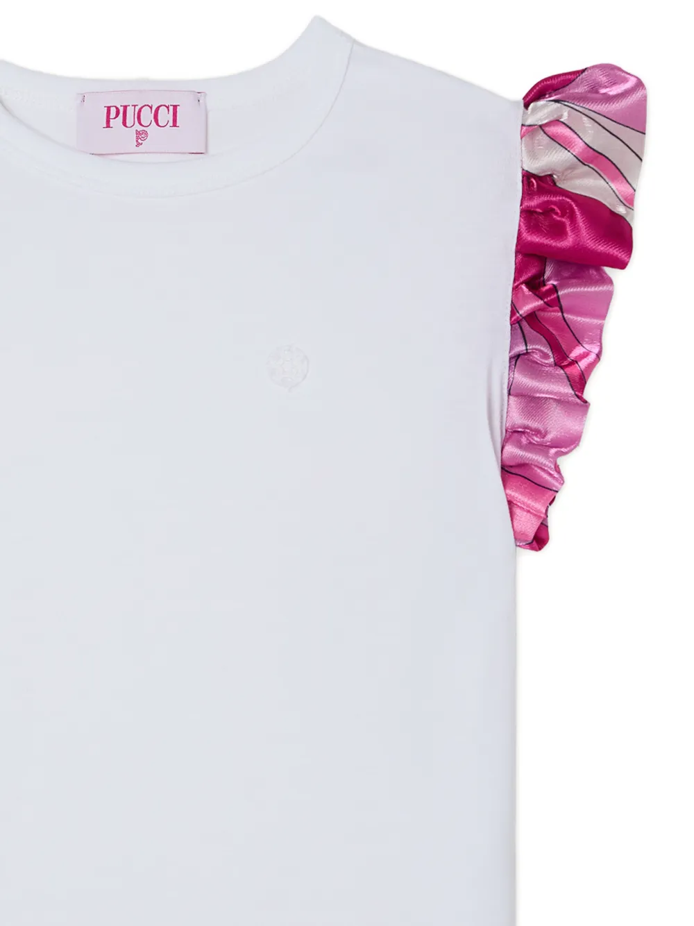 PUCCI Junior T-shirt met satijnen mouwen Wit