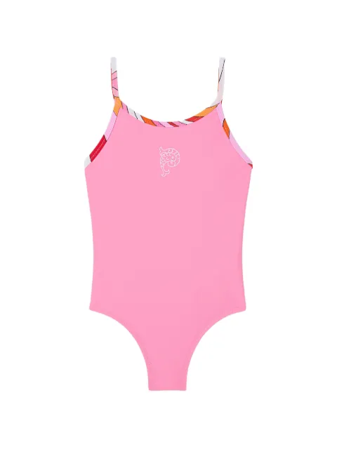 PUCCI Junior bañador de una pieza con logo de pez