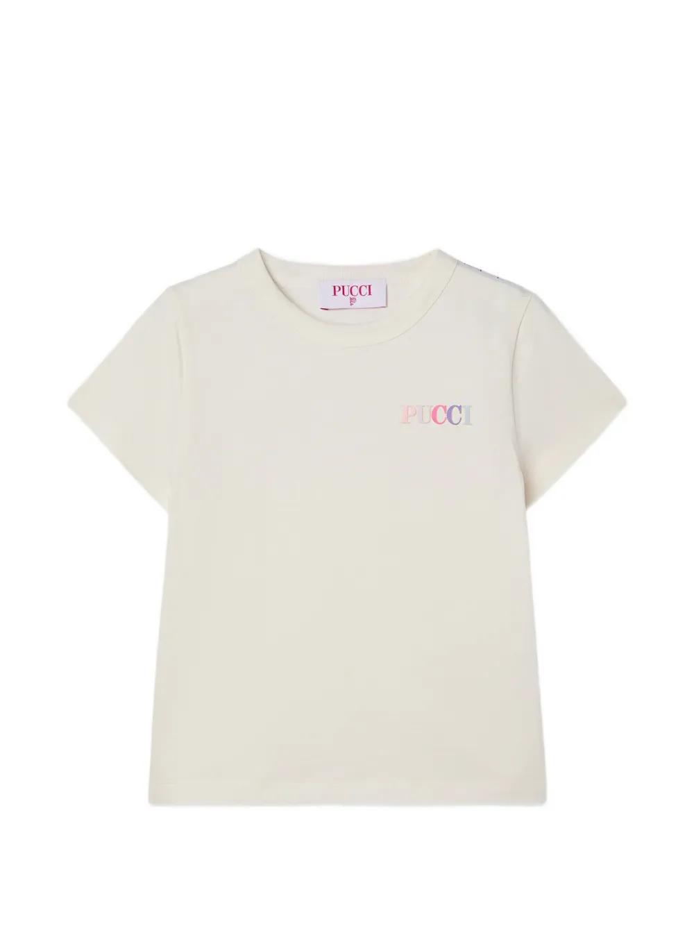 PUCCI Junior embroidered T-shirt with logo and ruffle - Toni neutri