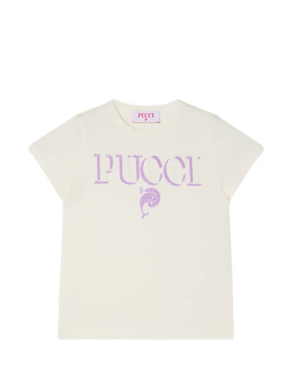 PUCCI Junior sequin-embellished logo T-shirt - Toni neutri