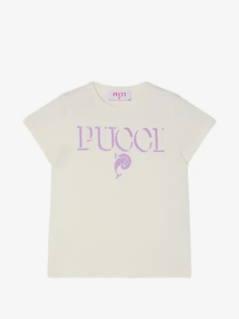 PUCCI Junior playera con logo bordado con lentejuelas