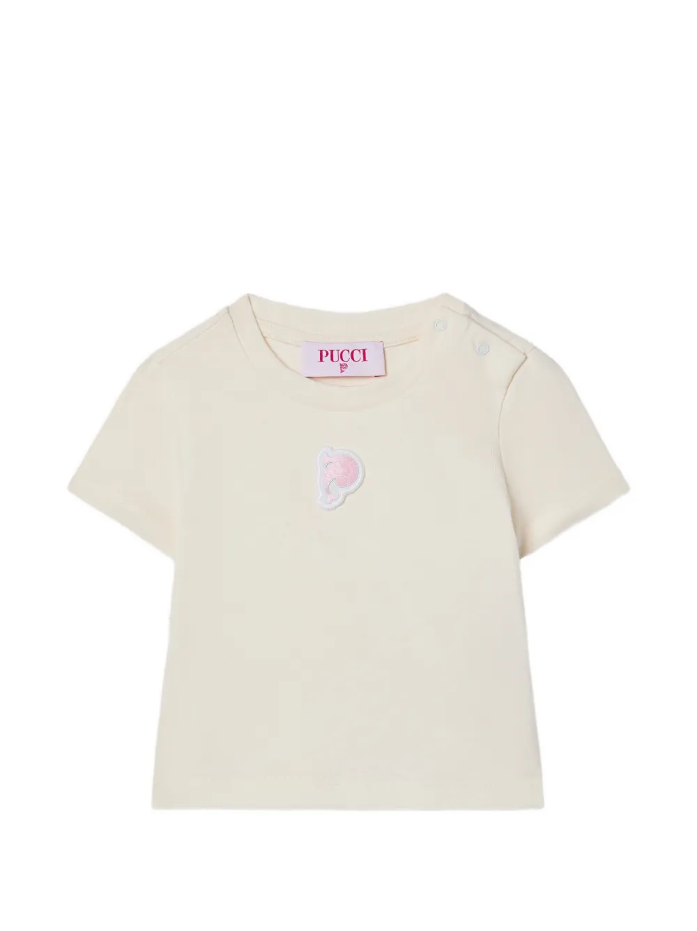 PUCCI Junior T-shirt with embroidered patch - Toni neutri