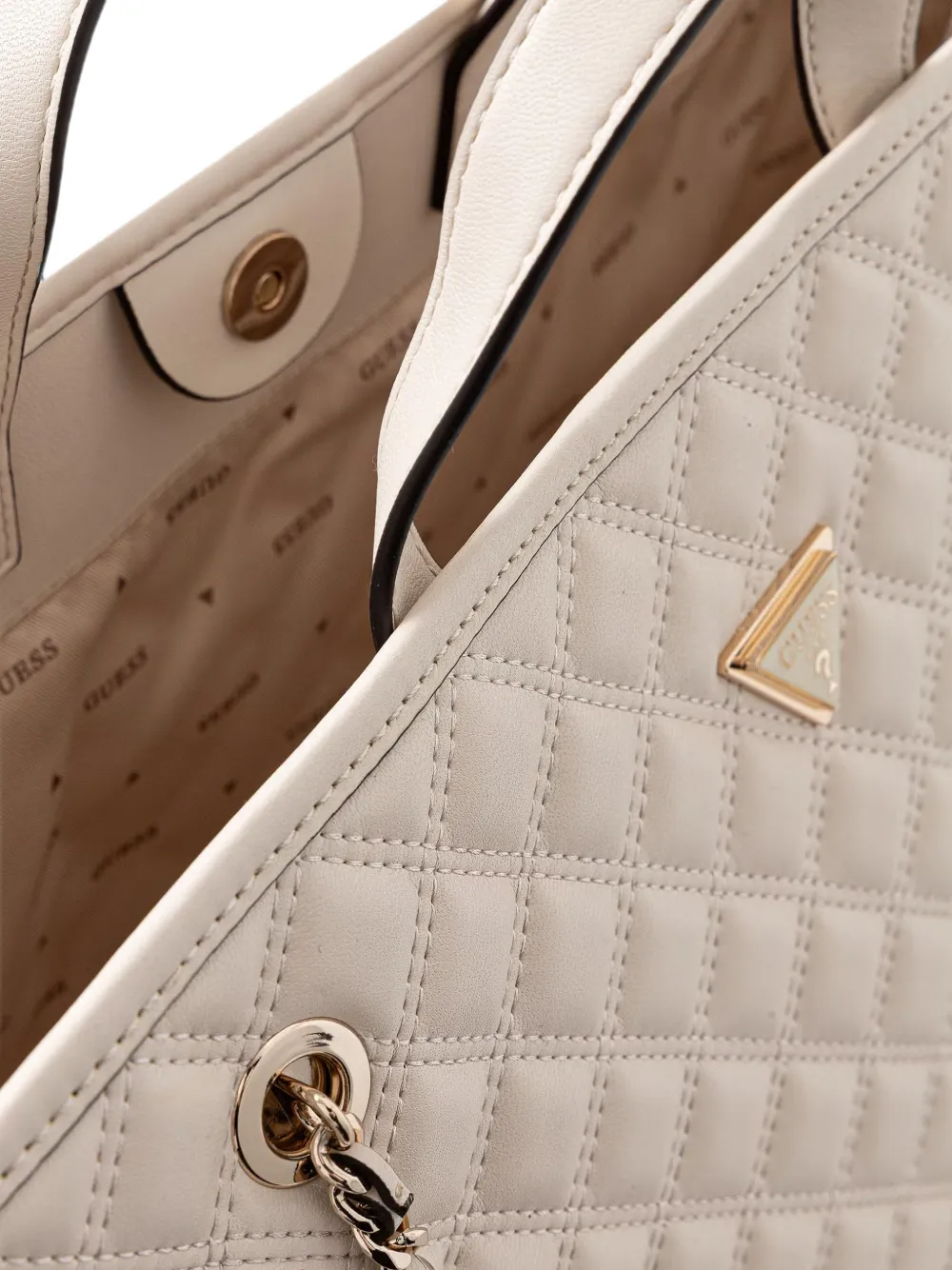 GUESS USA Shopper met logoplakkaat Beige