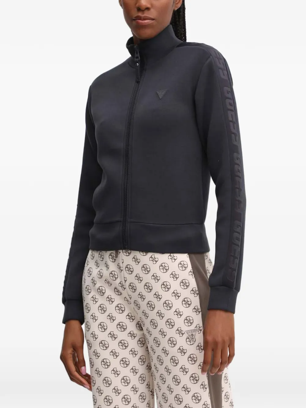 GUESS USA logo-tape zip-up sweatshirt - Blau