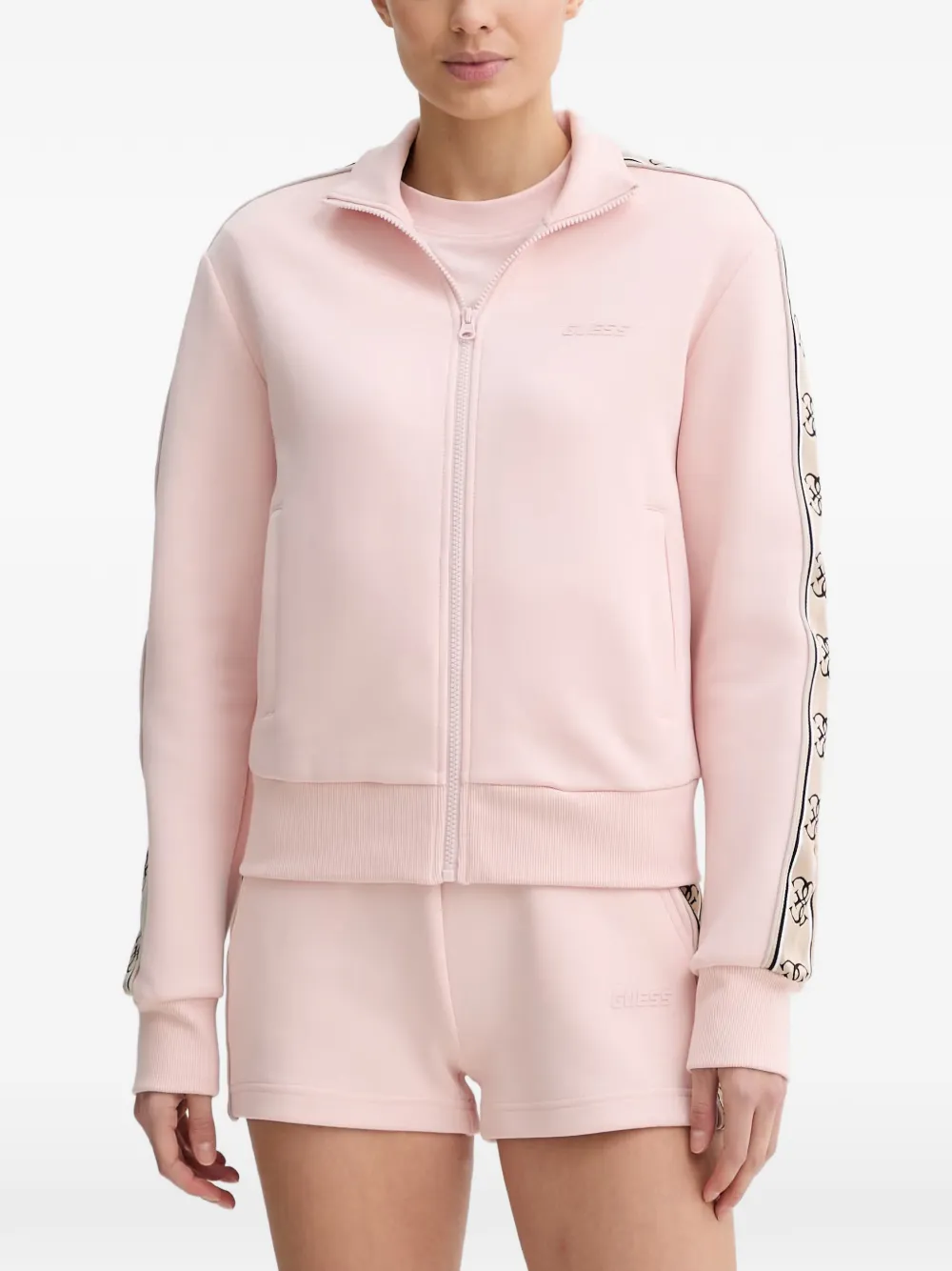 GUESS USA logo-tape zip-up track jacket - Rosa