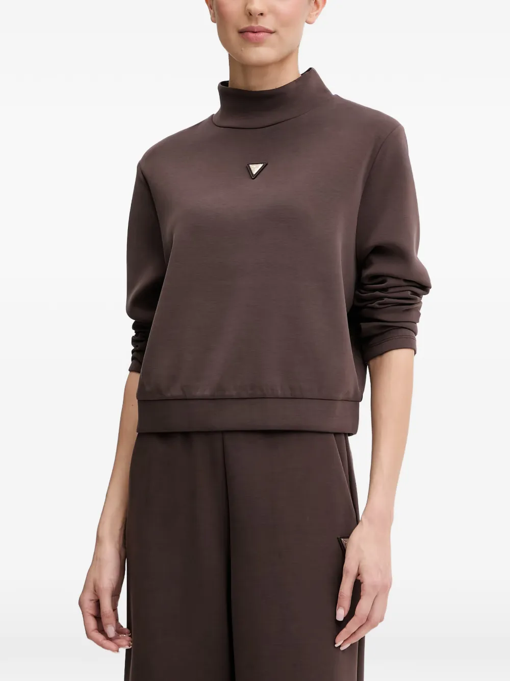GUESS USA logo-plaque high-neck sweatshirt - Marrone