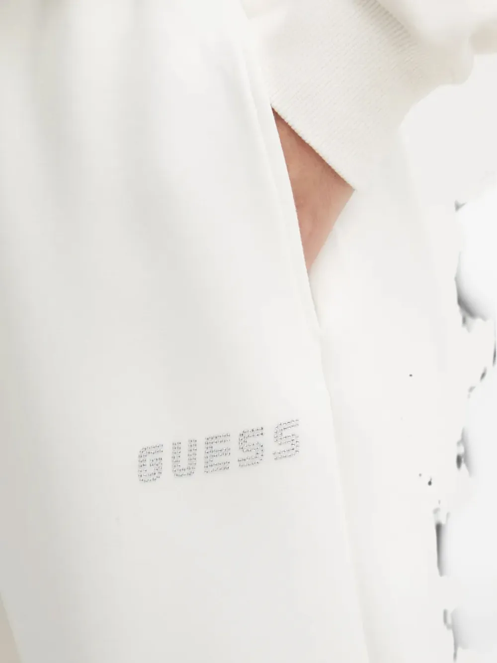 GUESS USA Trainingsbroek met logo van stras Wit