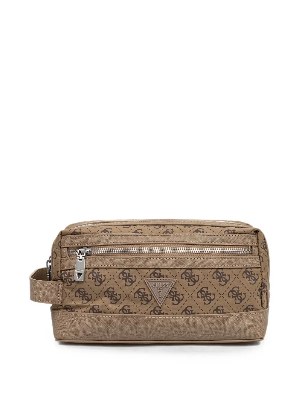 GUESS USA Berlin toilettas met rits en logo-print Beige