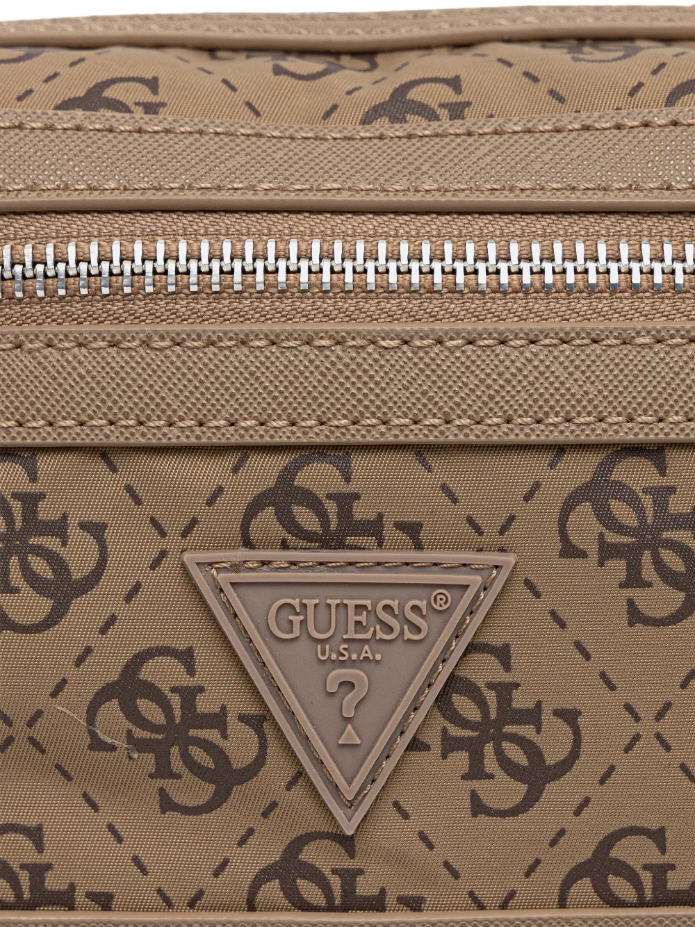 GUESS USA Berlin toilettas met rits en logo-print Beige