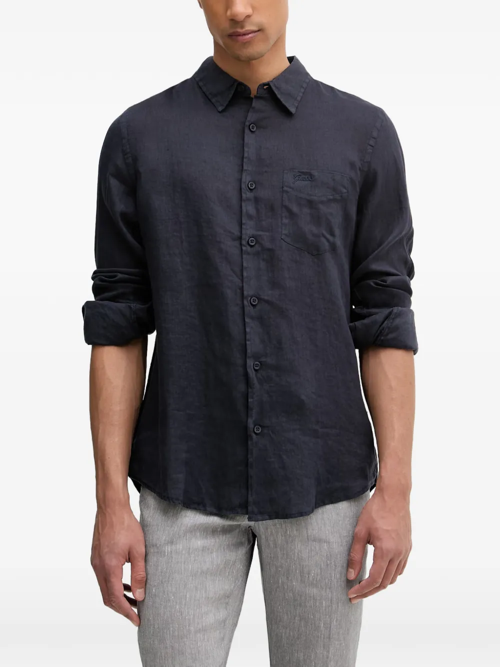 GUESS USA logo-embroidered pocket shirt - Blu