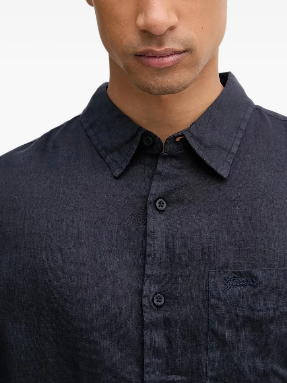 GUESS USA Overhemd met geborduurd logo en zak Blauw