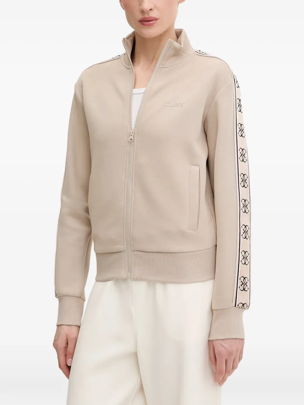 GUESS USA logo-tape zip-up sweater - Toni neutri