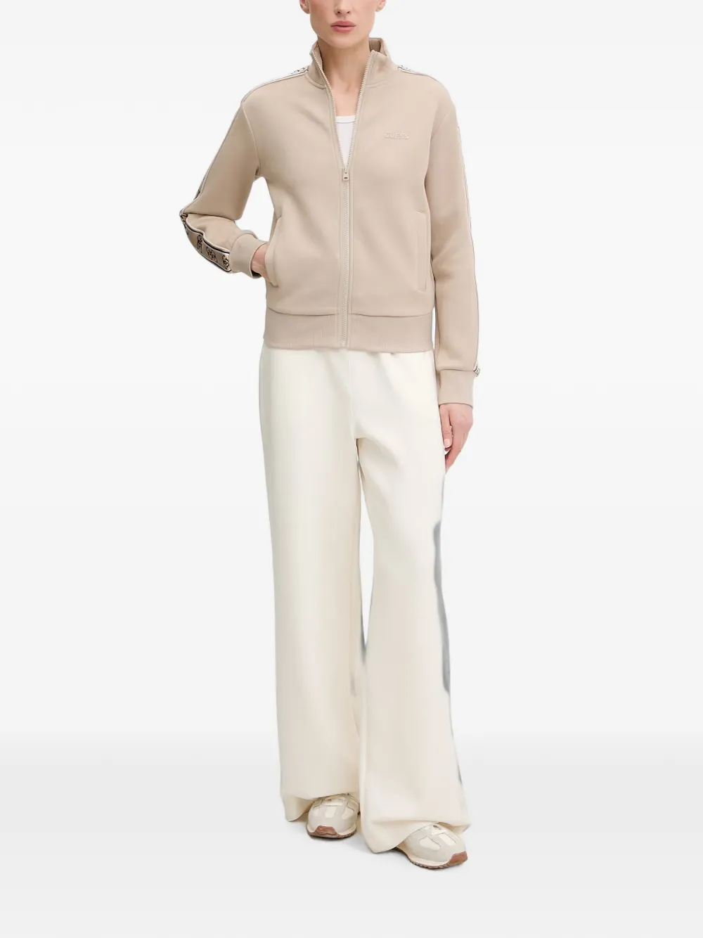 GUESS USA Trui met logoband en rits Beige