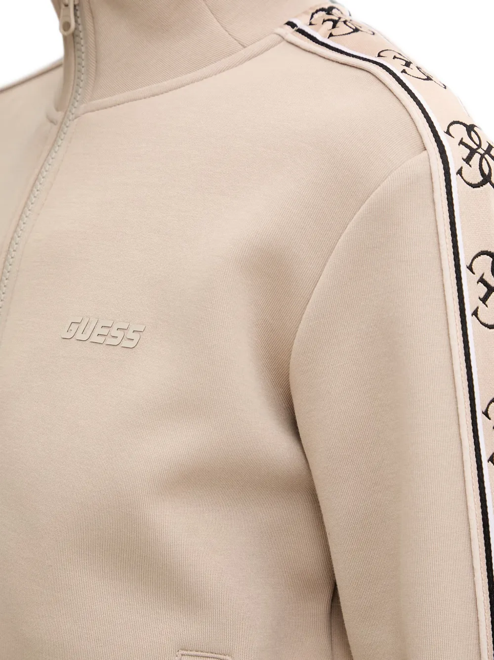GUESS USA Trui met logoband en rits Beige