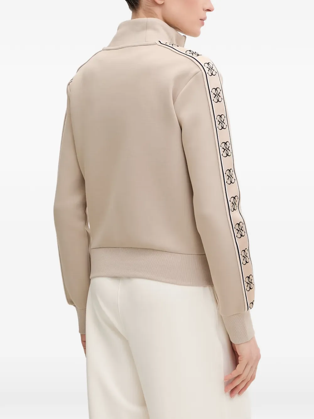 GUESS USA Trui met logoband en rits Beige