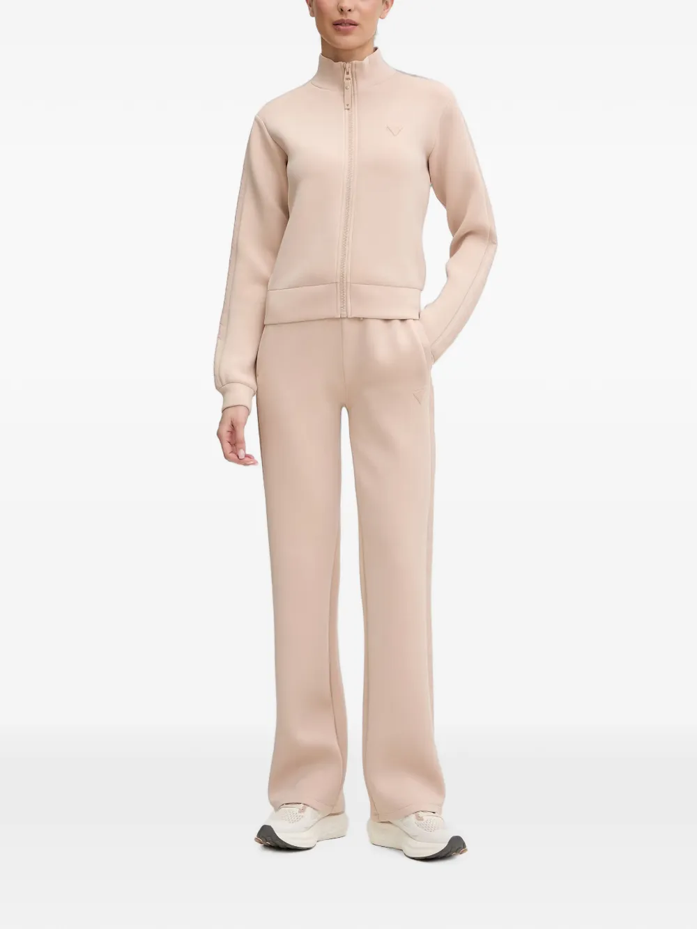 GUESS USA Trui met logo-reliëf en rits Beige