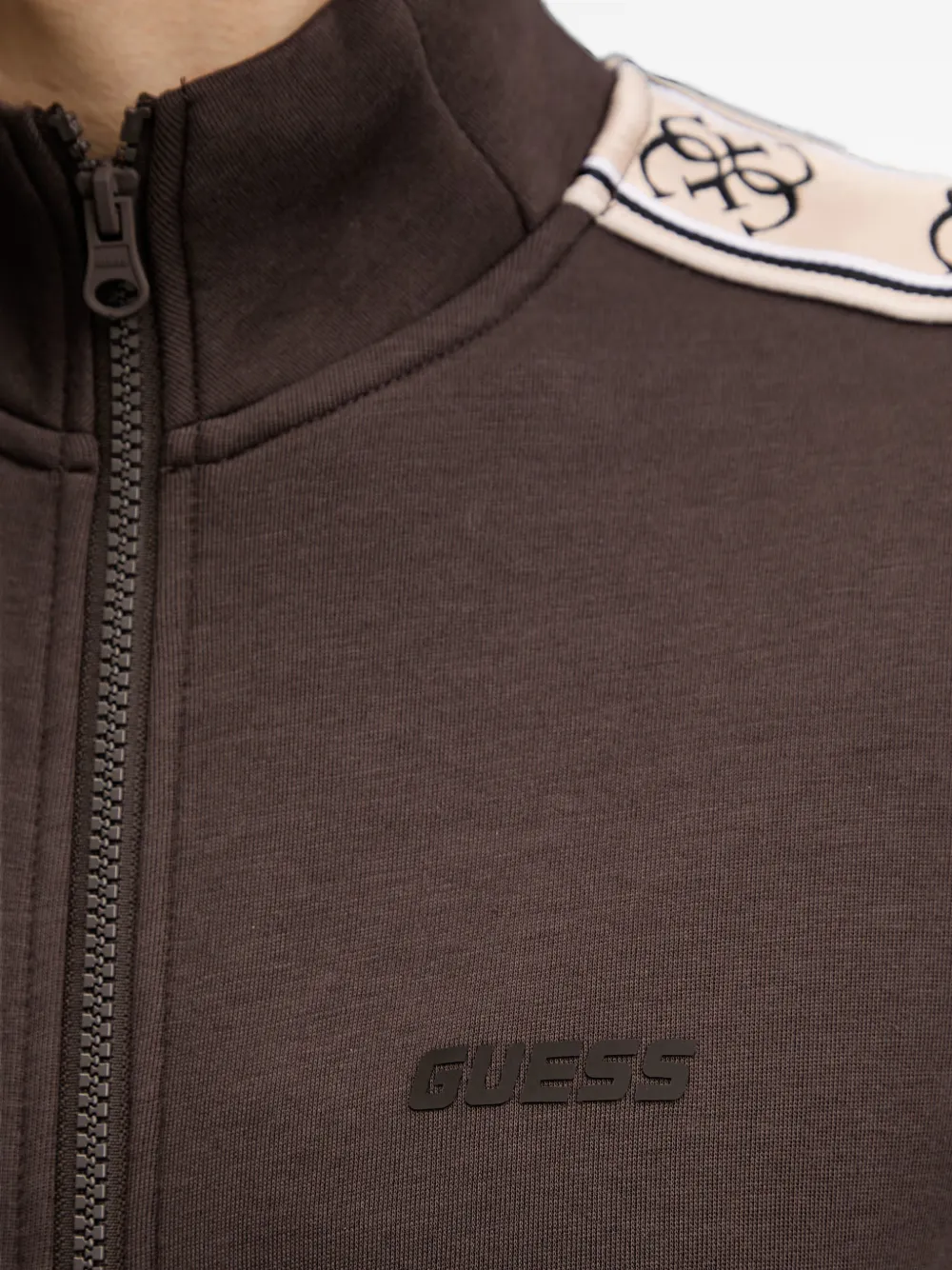 GUESS USA Trui met logoband en rits Bruin