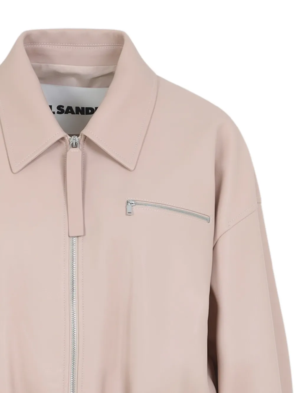 Jil Sander Leren bomberjack Roze