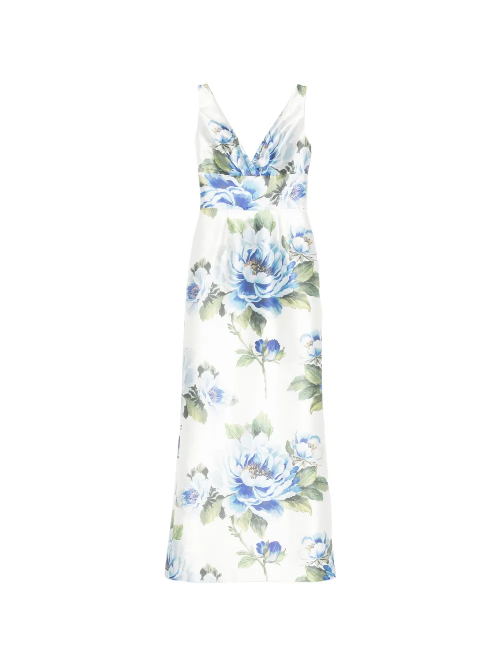 SILK LOVE & LACE Coralia floral-print bow-detail maxi dress - Bianco