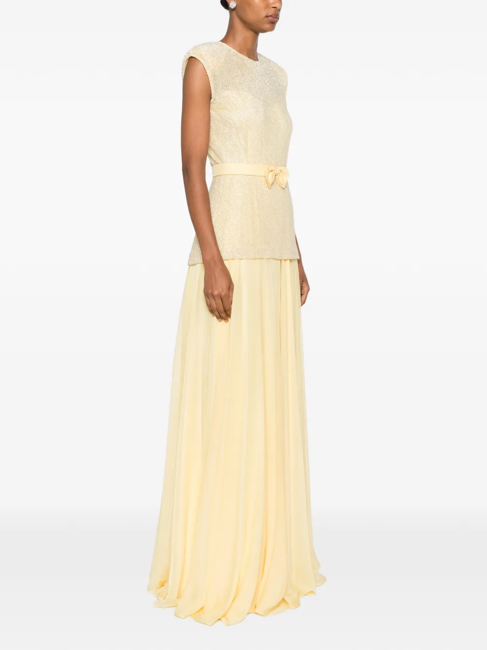 SILK LOVE & LACE Mabel maxi-jurk met strikdetail Geel