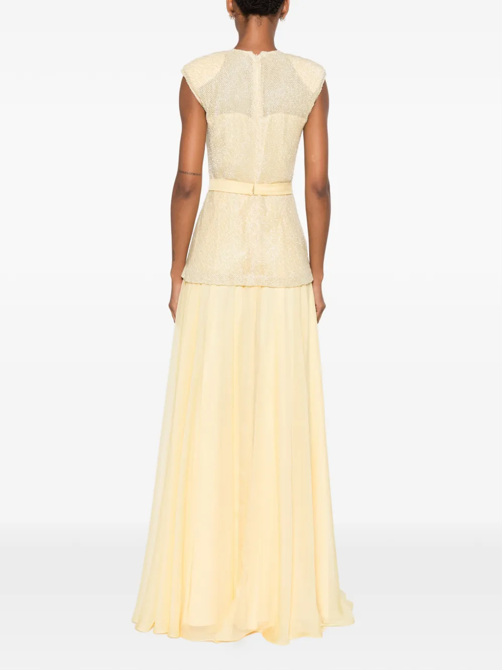 SILK LOVE & LACE Mabel maxi-jurk met strikdetail Geel
