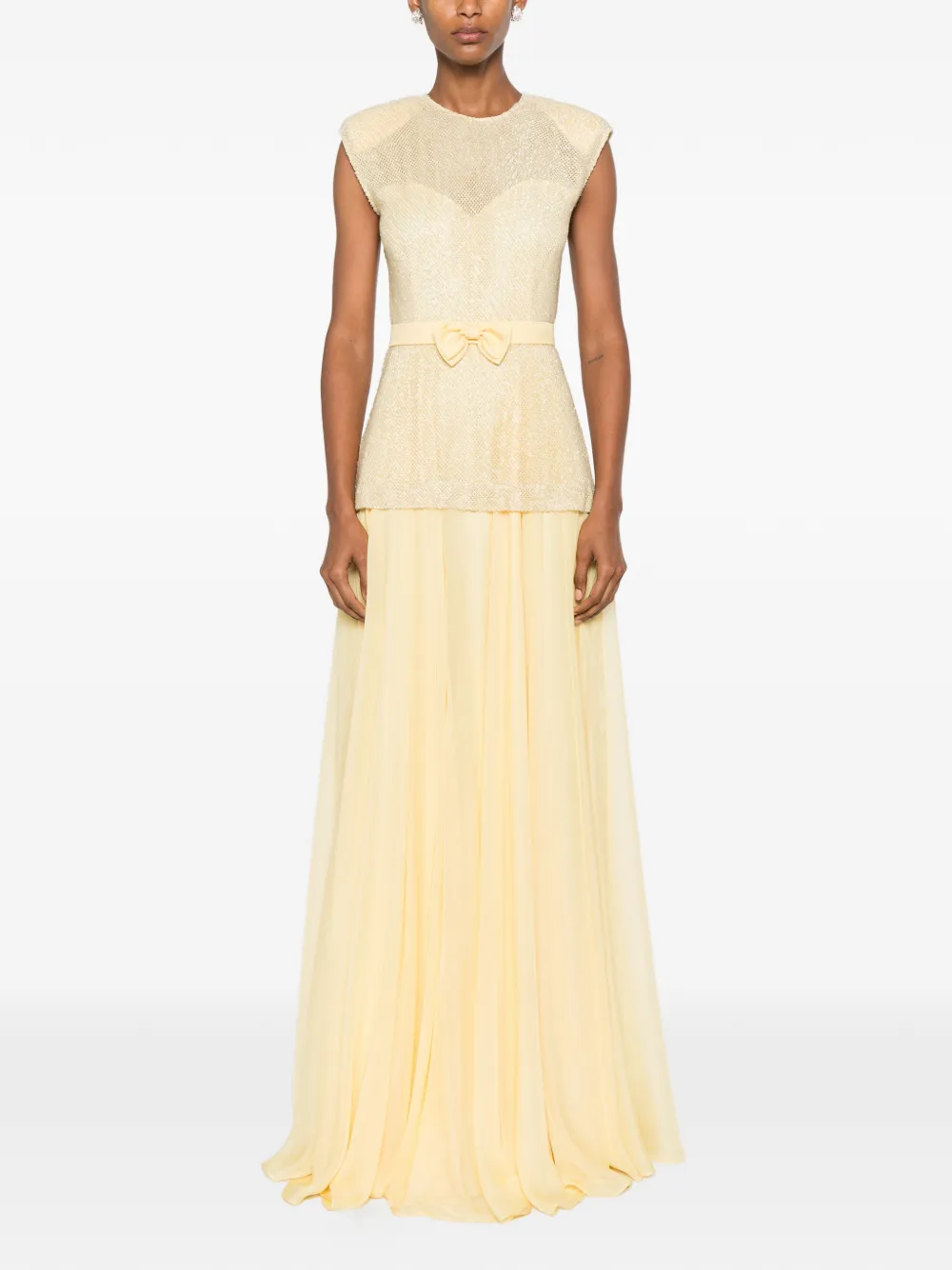 SILK LOVE & LACE Mabel maxi-jurk met strikdetail Geel