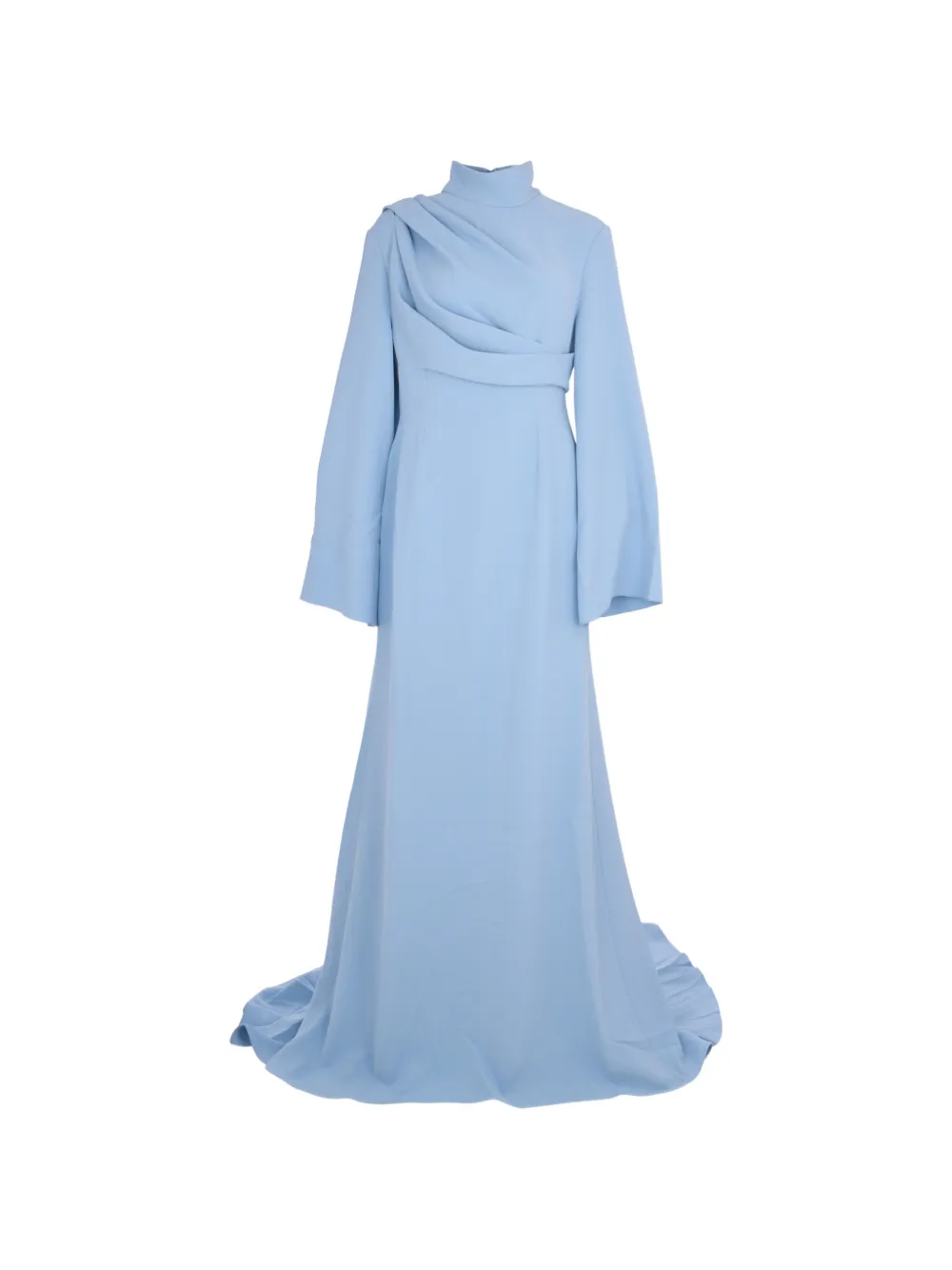 Solace London draped flared-sleeve dress - Blu