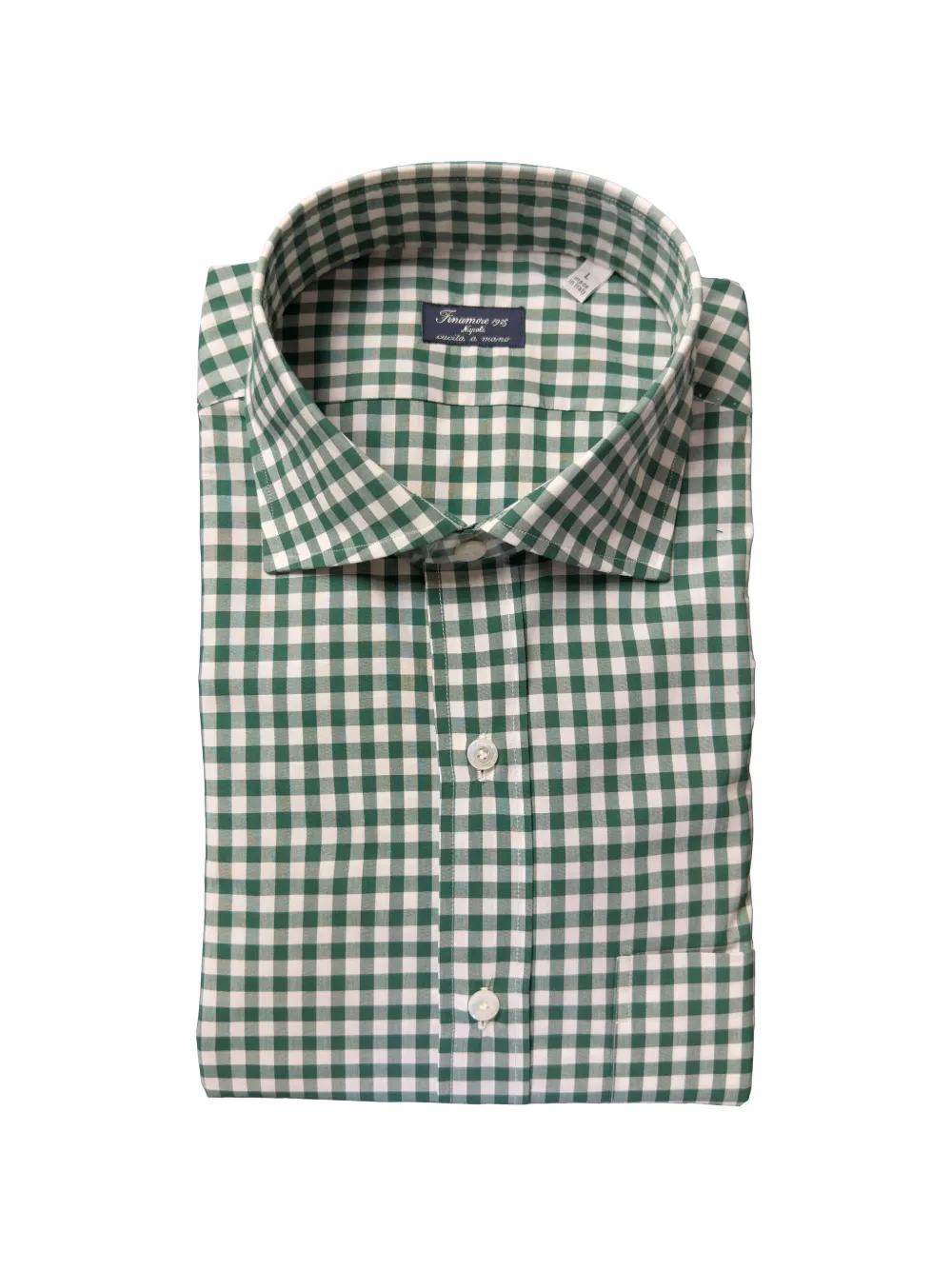 Finamore 1925 Napoli check spread-collar shirt - Verde