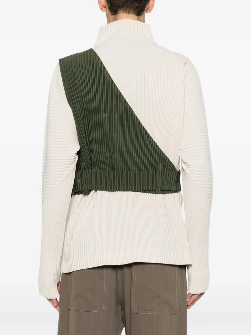 Homme Plissé Issey Miyake Asymmetrisch geplooid T-shirt Groen