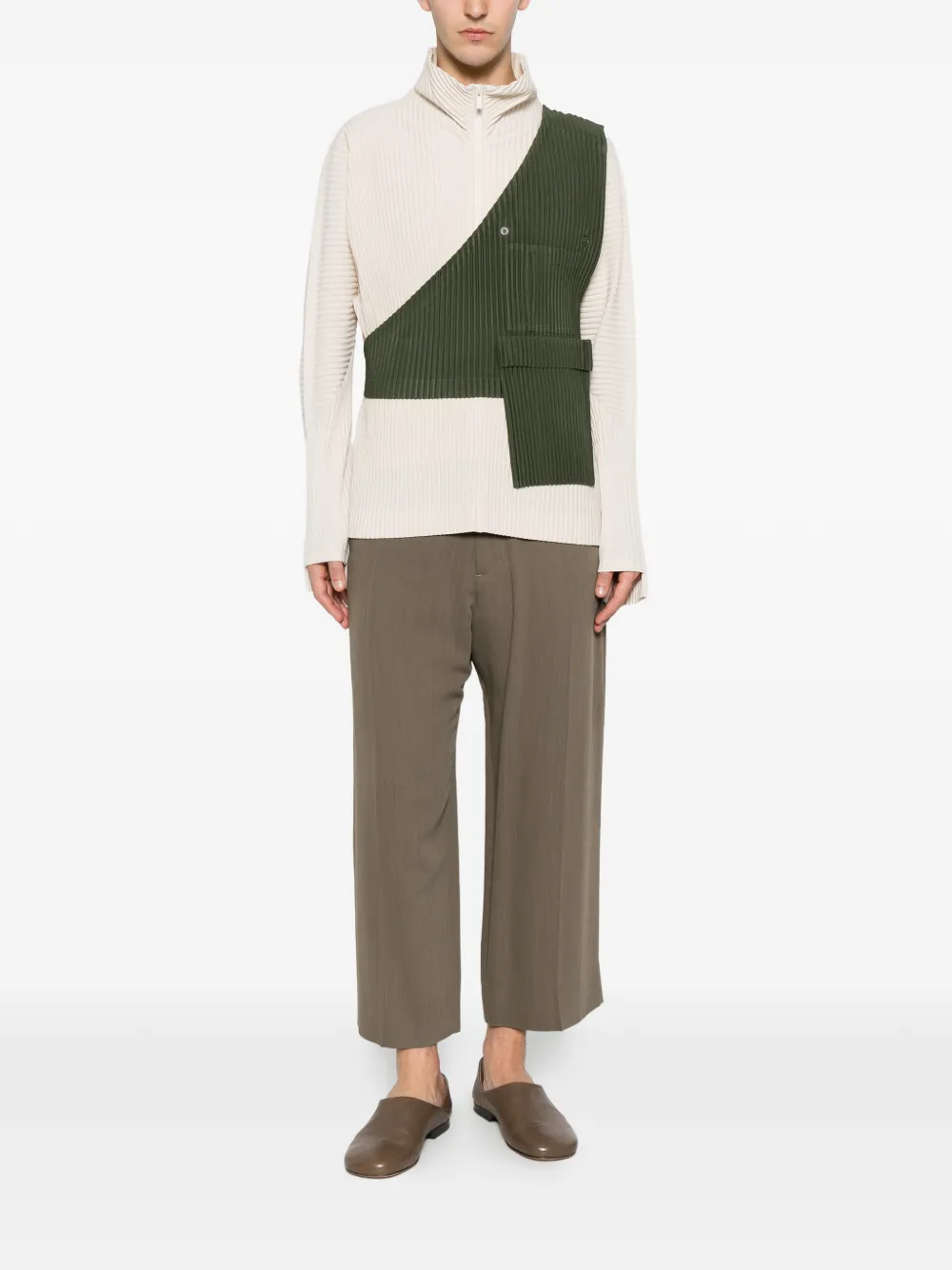 Homme Plissé Issey Miyake Asymmetrisch geplooid T-shirt Groen