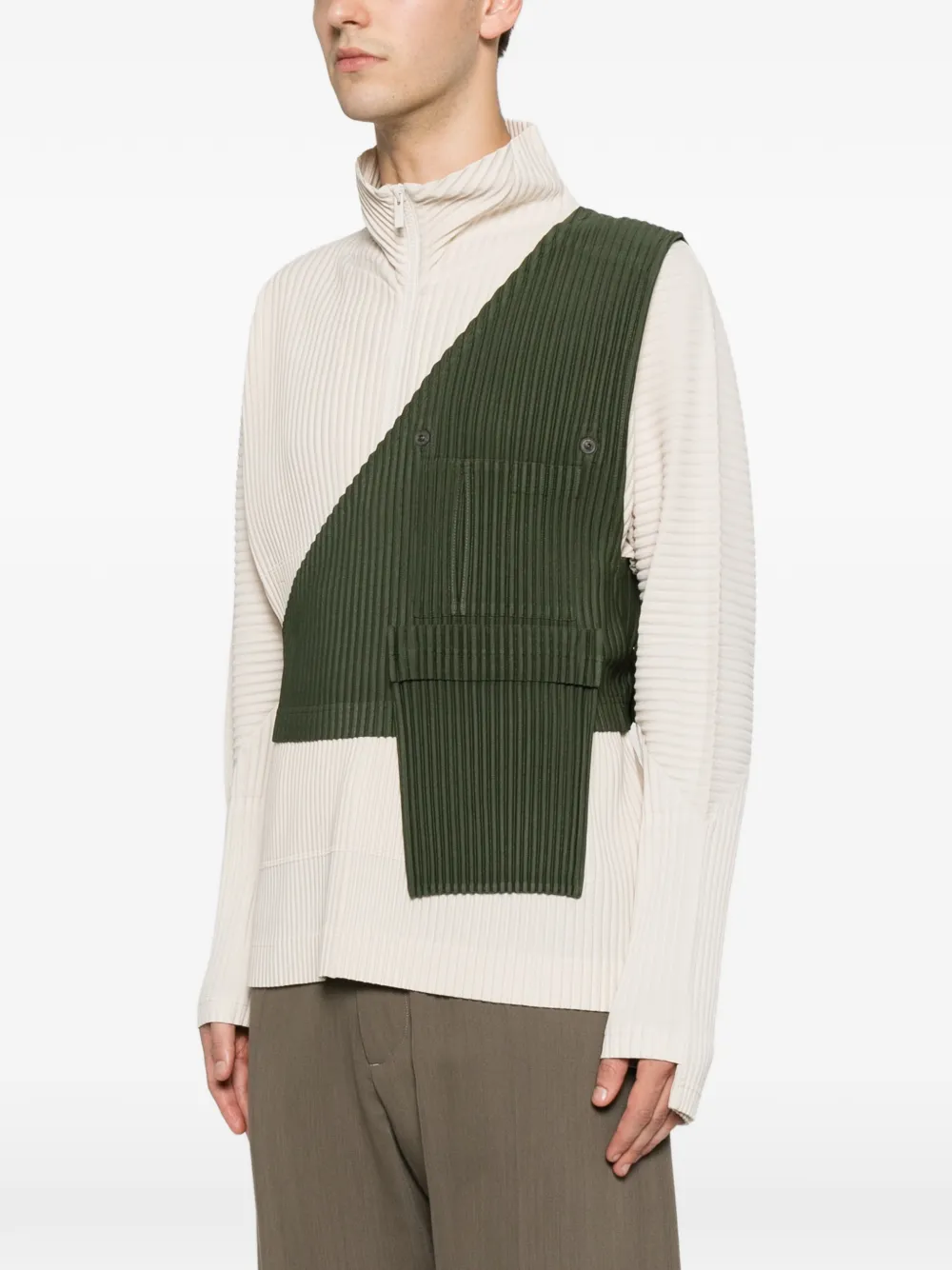 Homme Plissé Issey Miyake Asymmetrisch geplooid T-shirt Groen