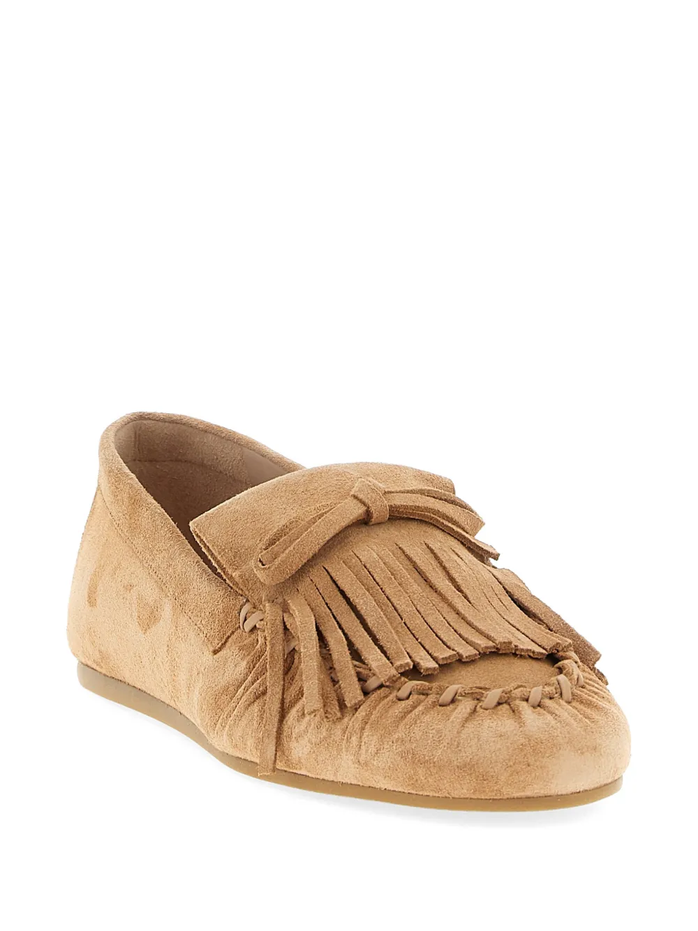 Stuart Weitzman Britt Fringe driver loafers Beige