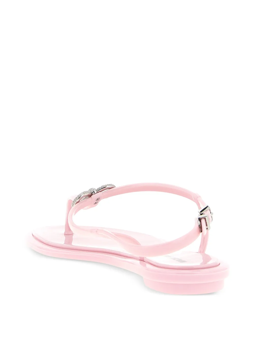 MACH & MACH Double Bow crystal-embellished flat sandals Roze