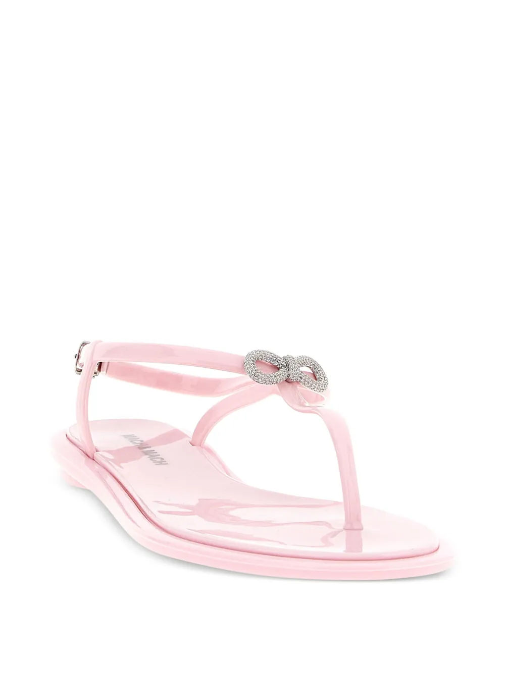 MACH & MACH Double Bow crystal-embellished flat sandals Roze