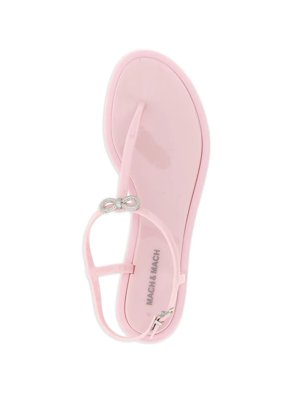 MACH & MACH Double Bow crystal-embellished flat sandals Roze