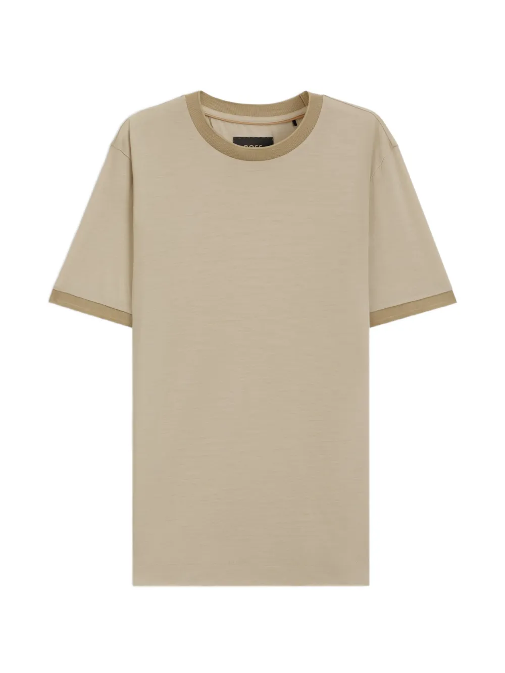 BOSS Wollen T-shirt met geribbelde afwerking Beige