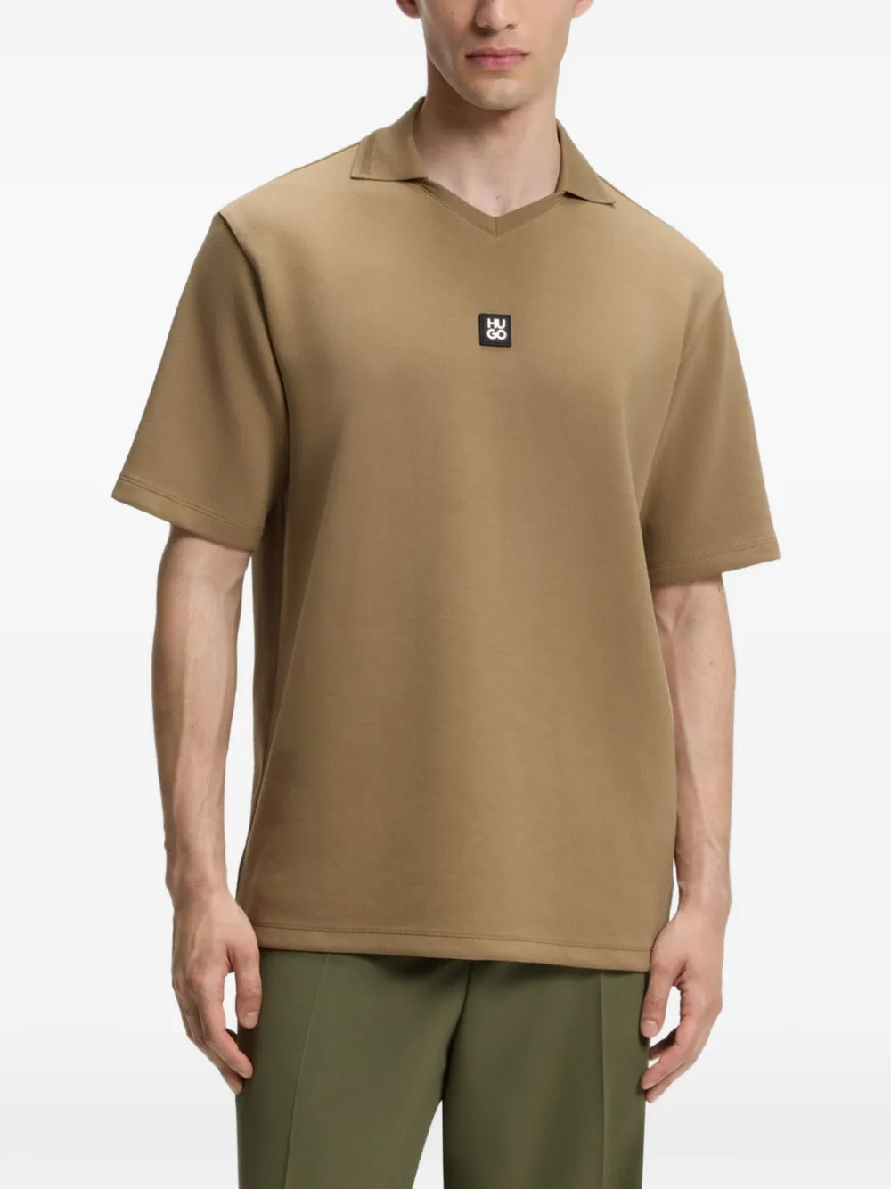 HUGO T-shirt met logopatch Bruin